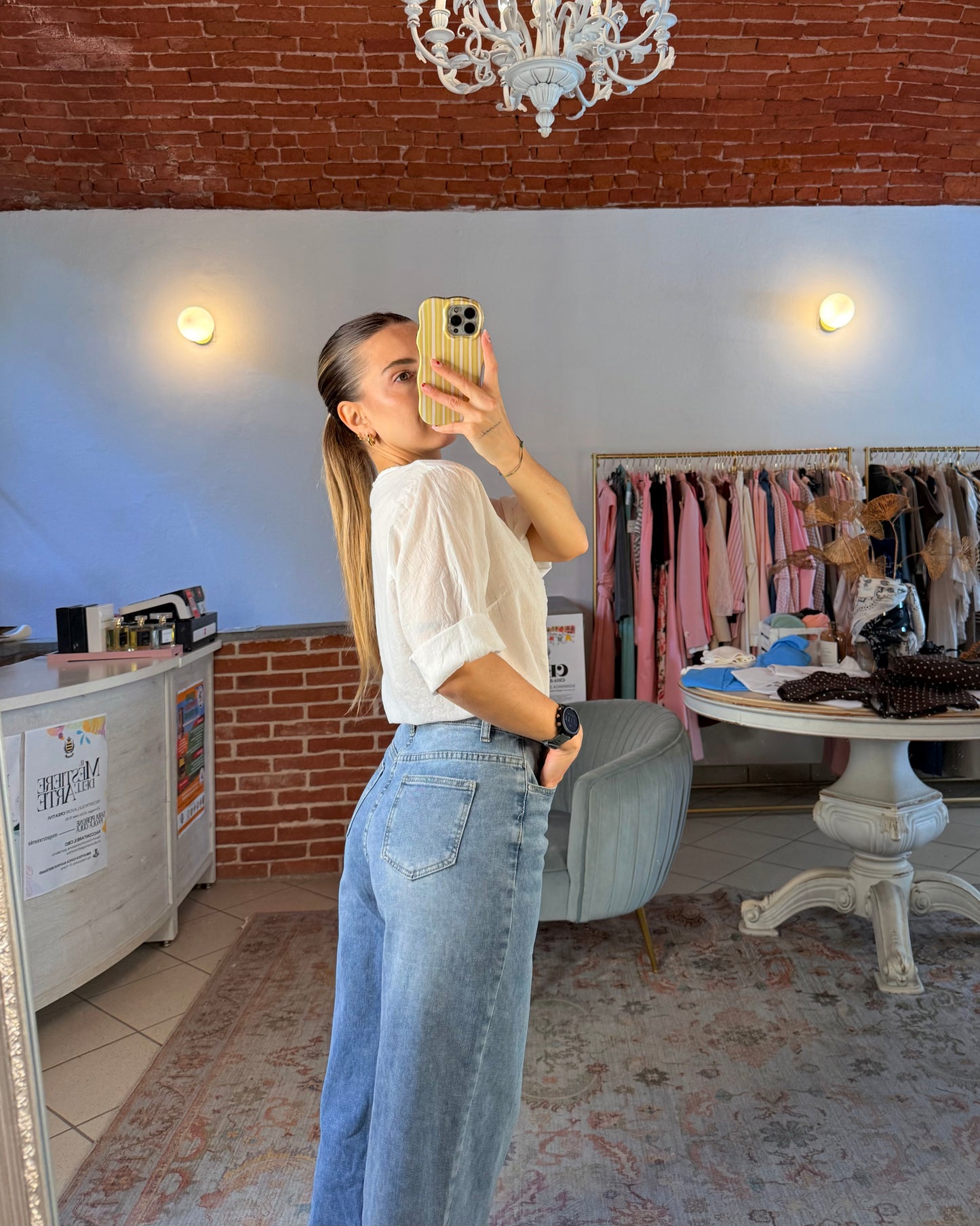 Jeans wide leg elasticizzato