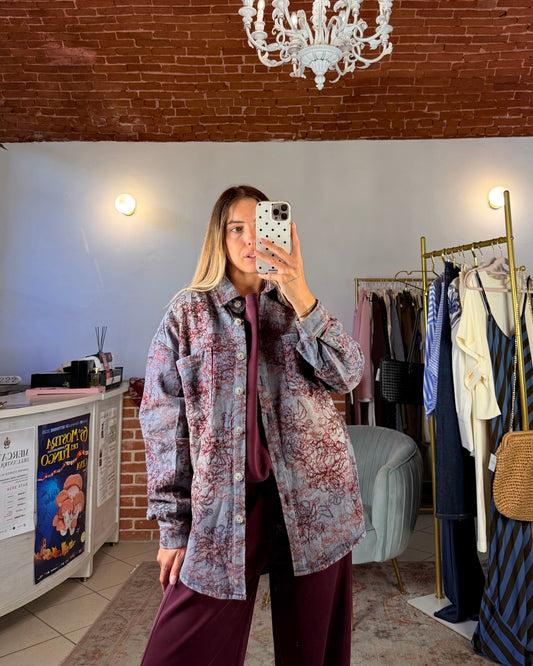 Giacca denim floccata