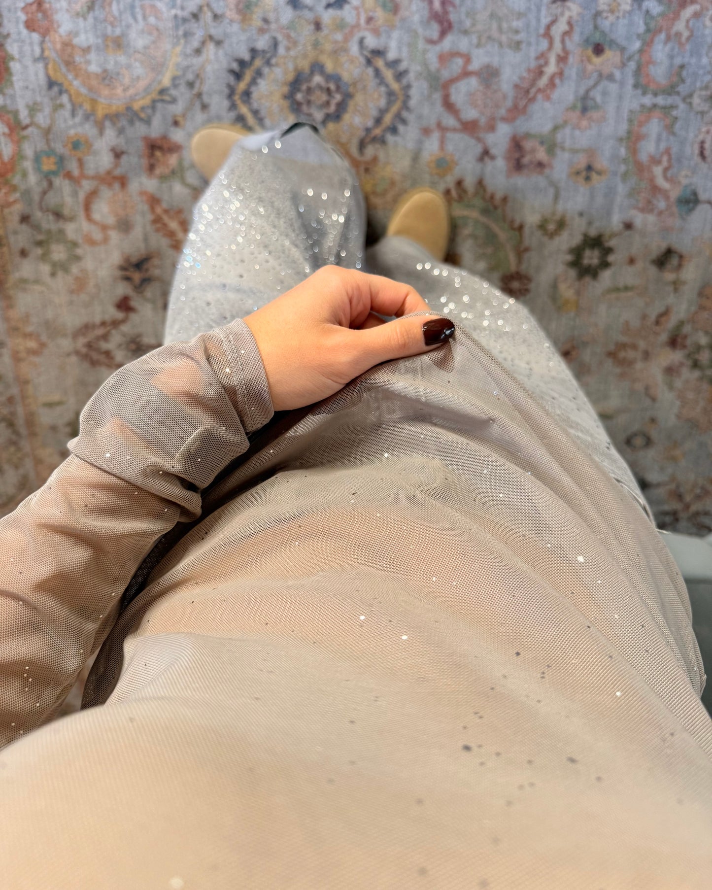 Maglietta in tulle con strass