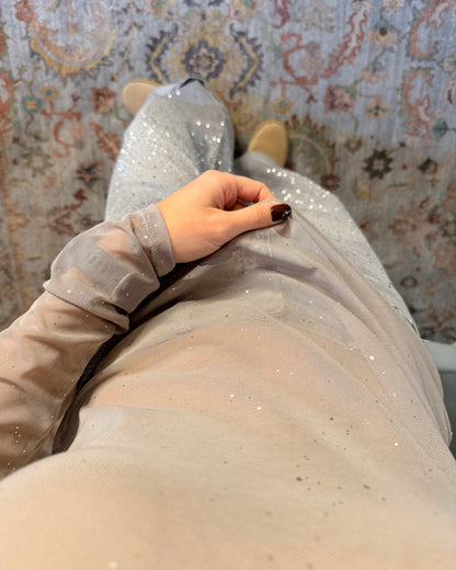 Maglietta in tulle con strass