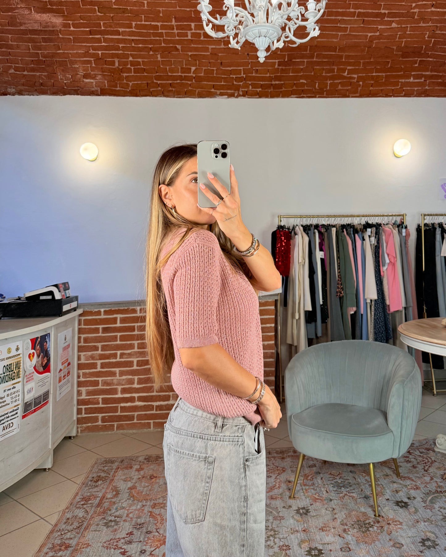 T-shirt in maglia e lurex