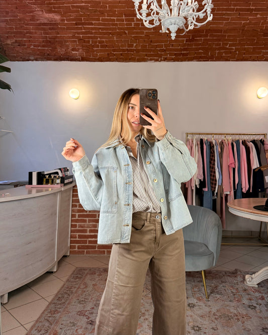 Giacca camicia over denim