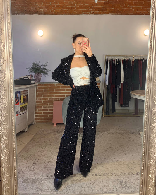 Pantalone velluto e paillettes