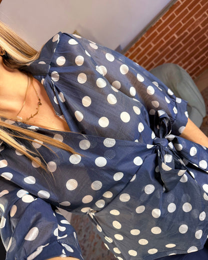 Blusa pois a portafoglio