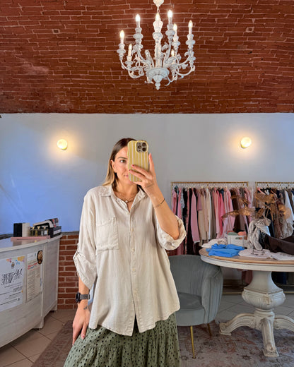 Camicia over in misto lino