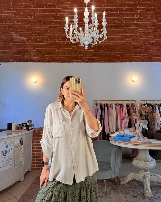 Camicia over in misto lino