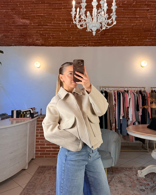 Giacca neoprene scamosciata