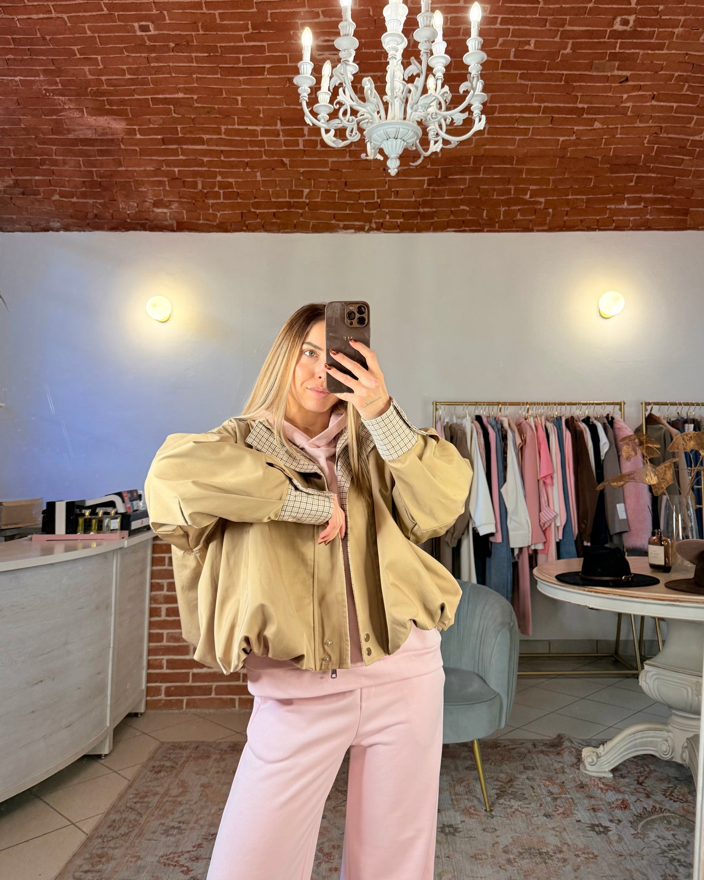 Bomber con inserti a quadretti