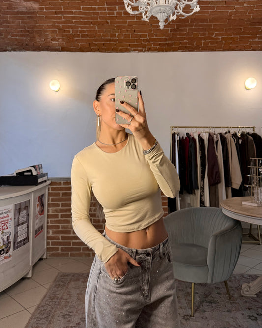 Maglietta crop in viscosa