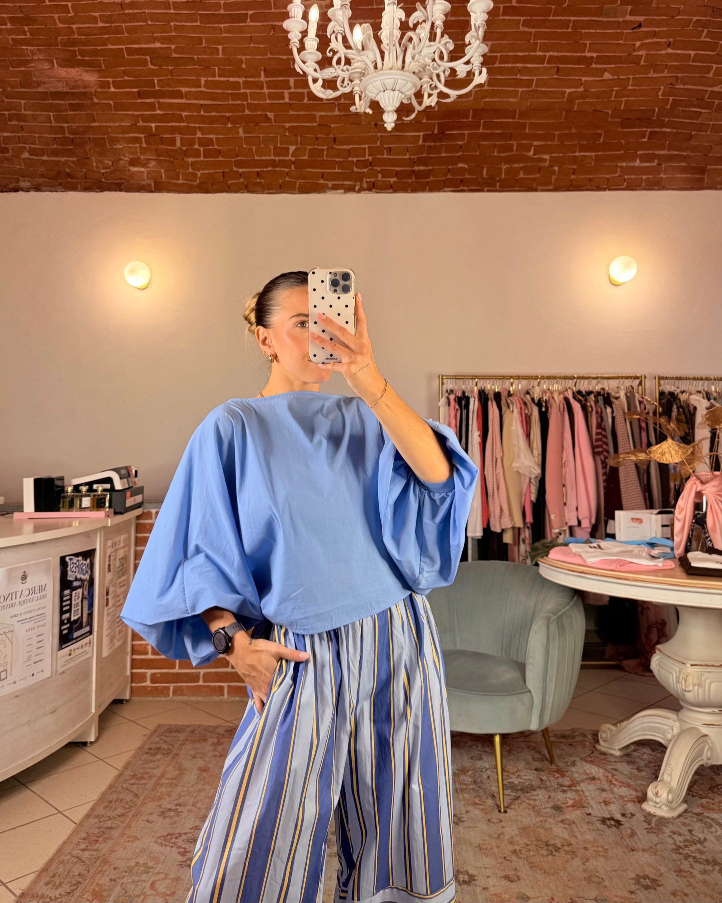 Pantalone balloon a righe