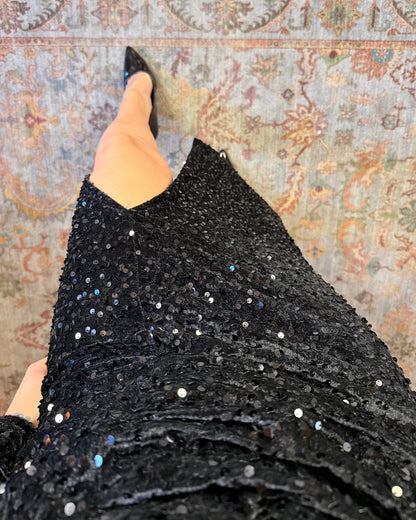 Abito lungo in velluto e paillettes