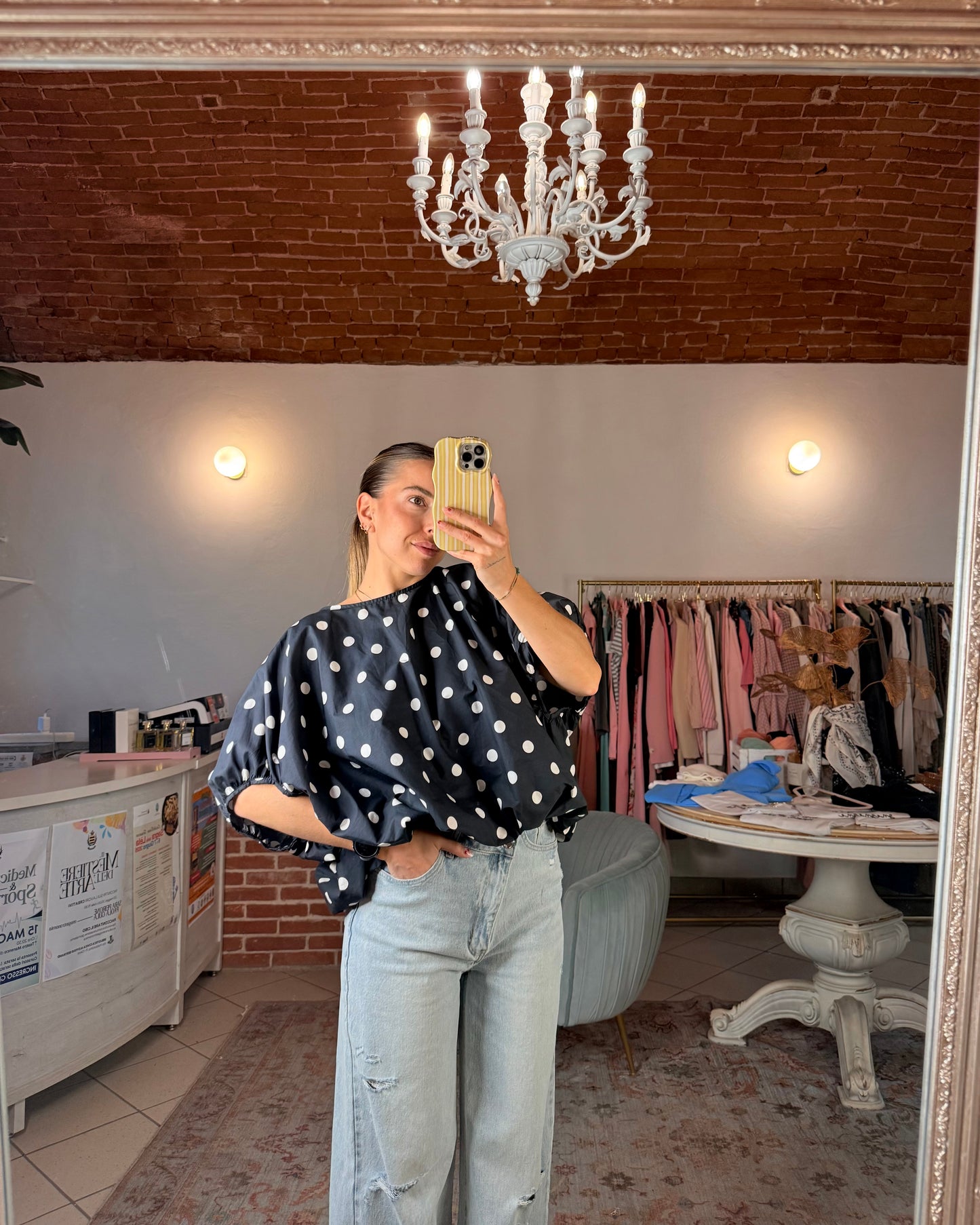 Blusa balloon a pois