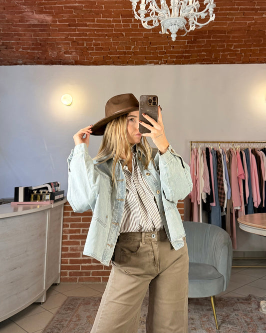 Cappello a tesa larga scamosciato