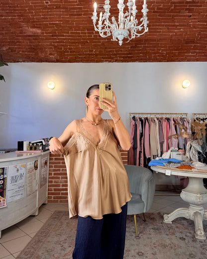 Canotta oversize in raso