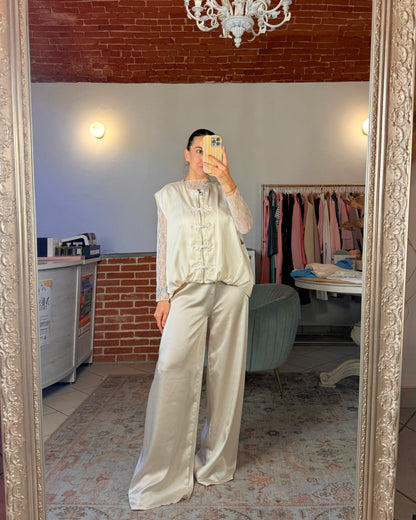 Pantalone a palazzo in raso