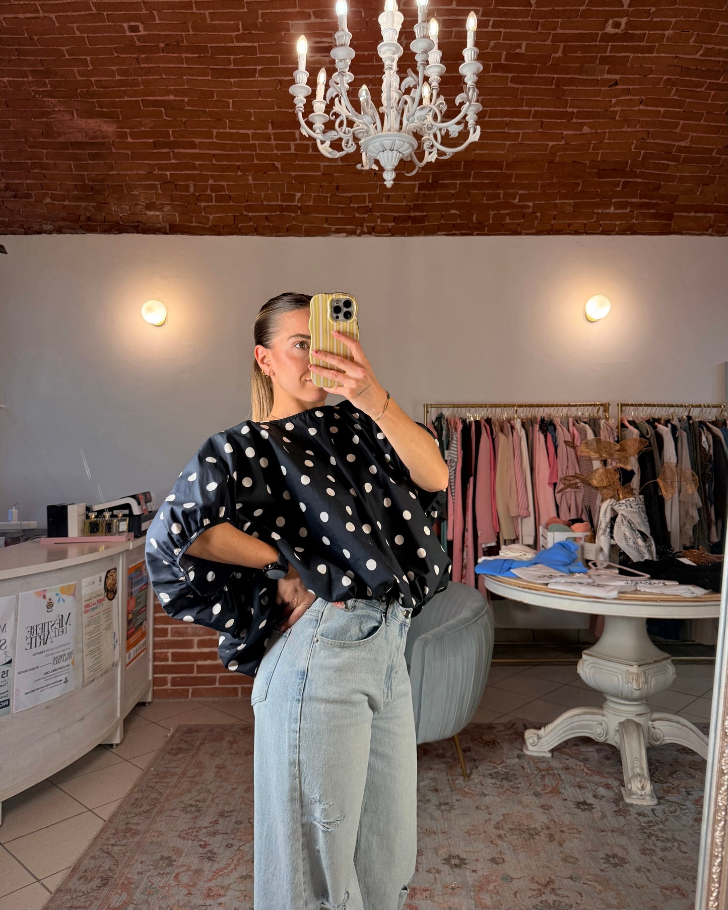 Blusa balloon a pois