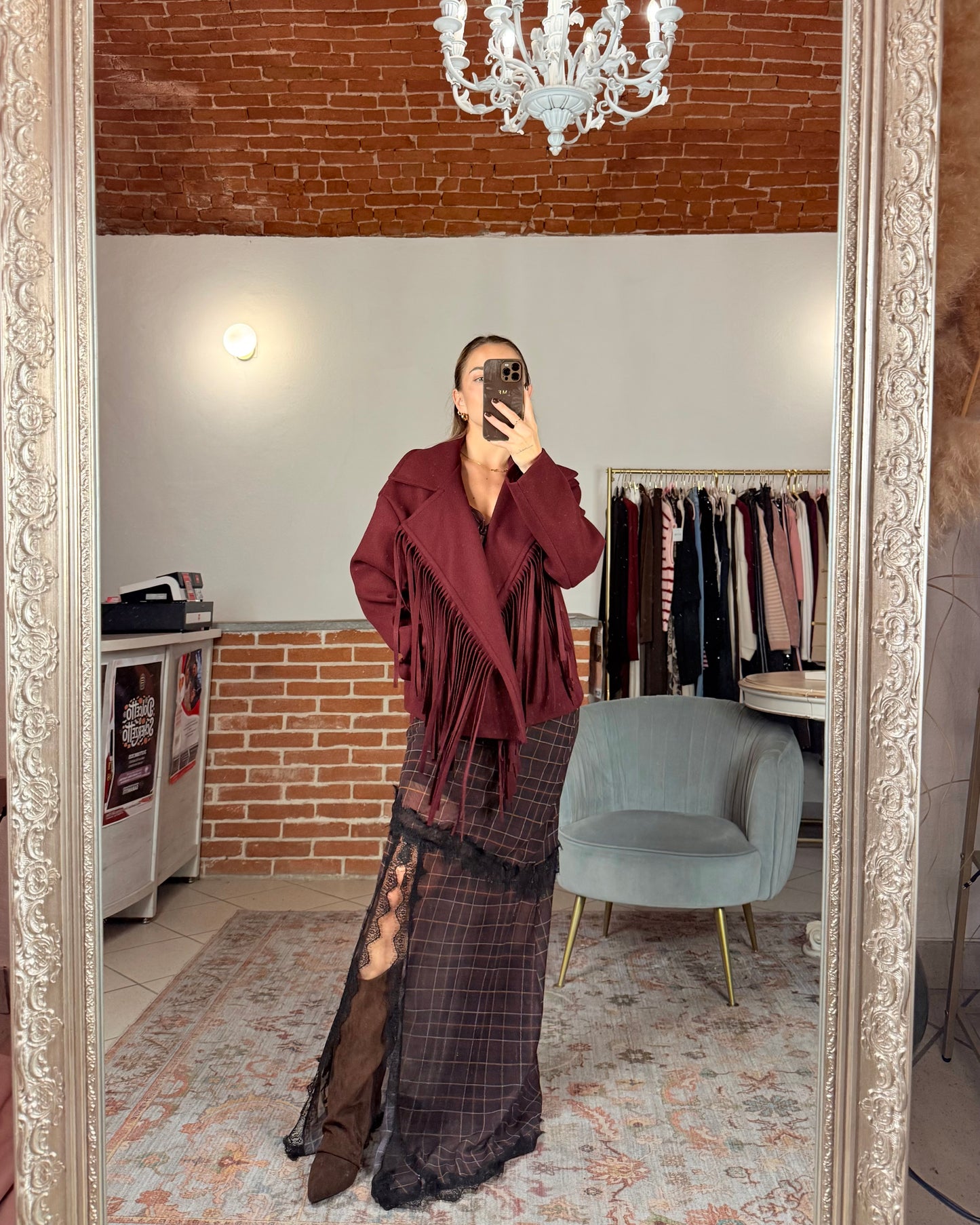 Short coat with fringes