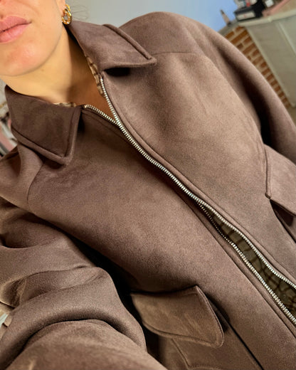 Giacca neoprene scamosciata