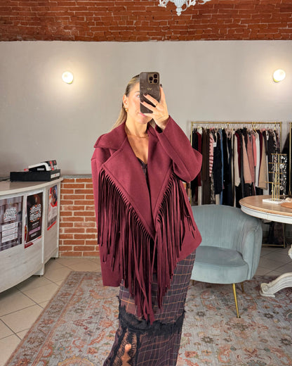 Short coat with fringes