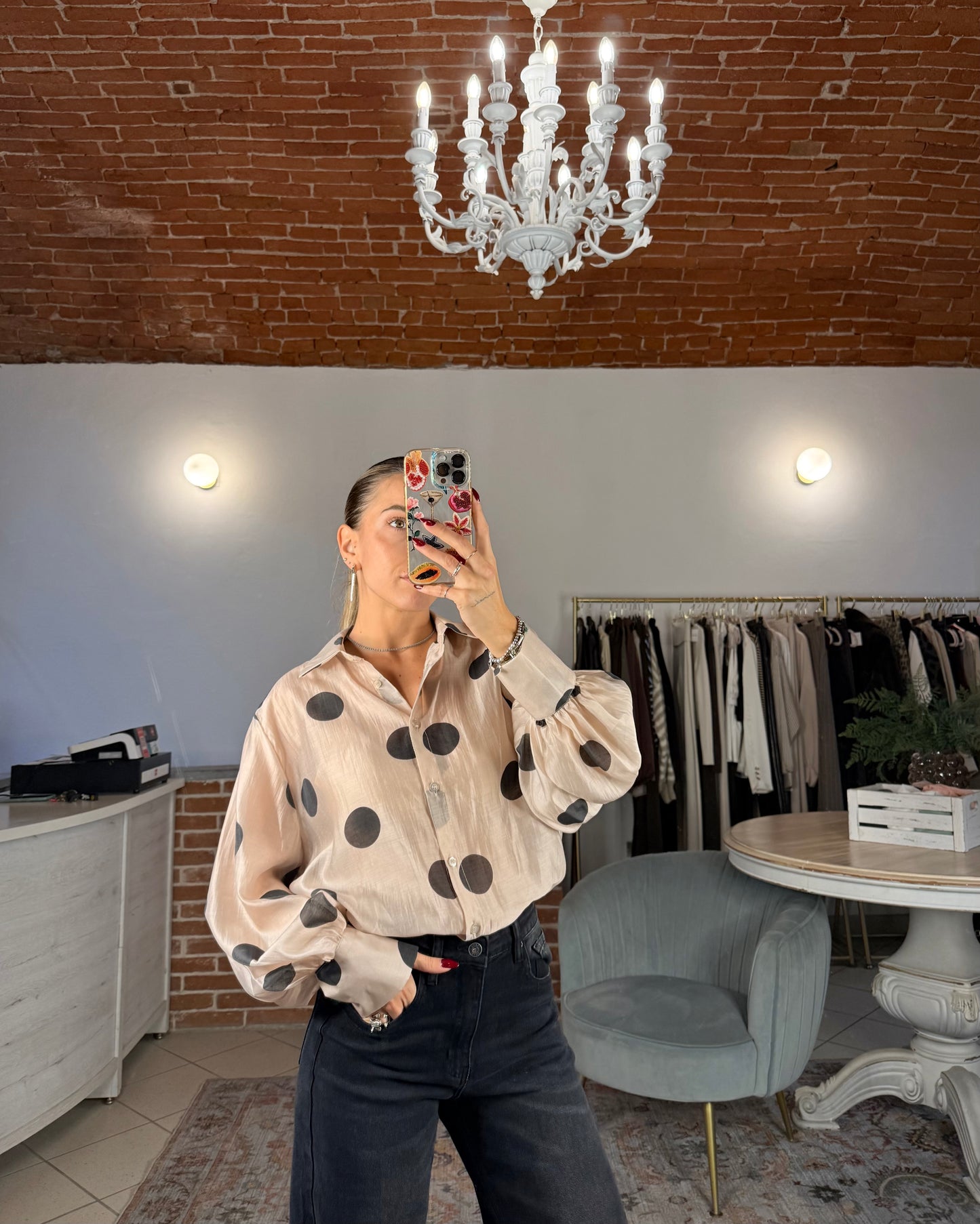 Camicia tencel a pois