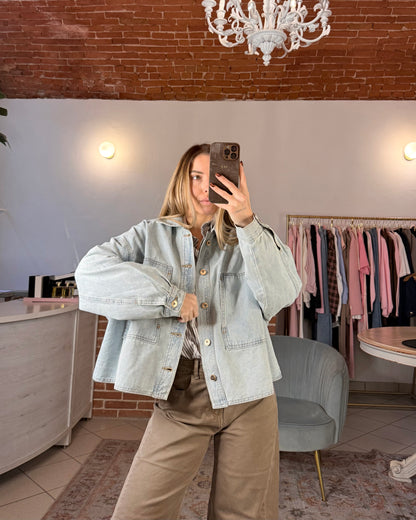 Giacca camicia over denim