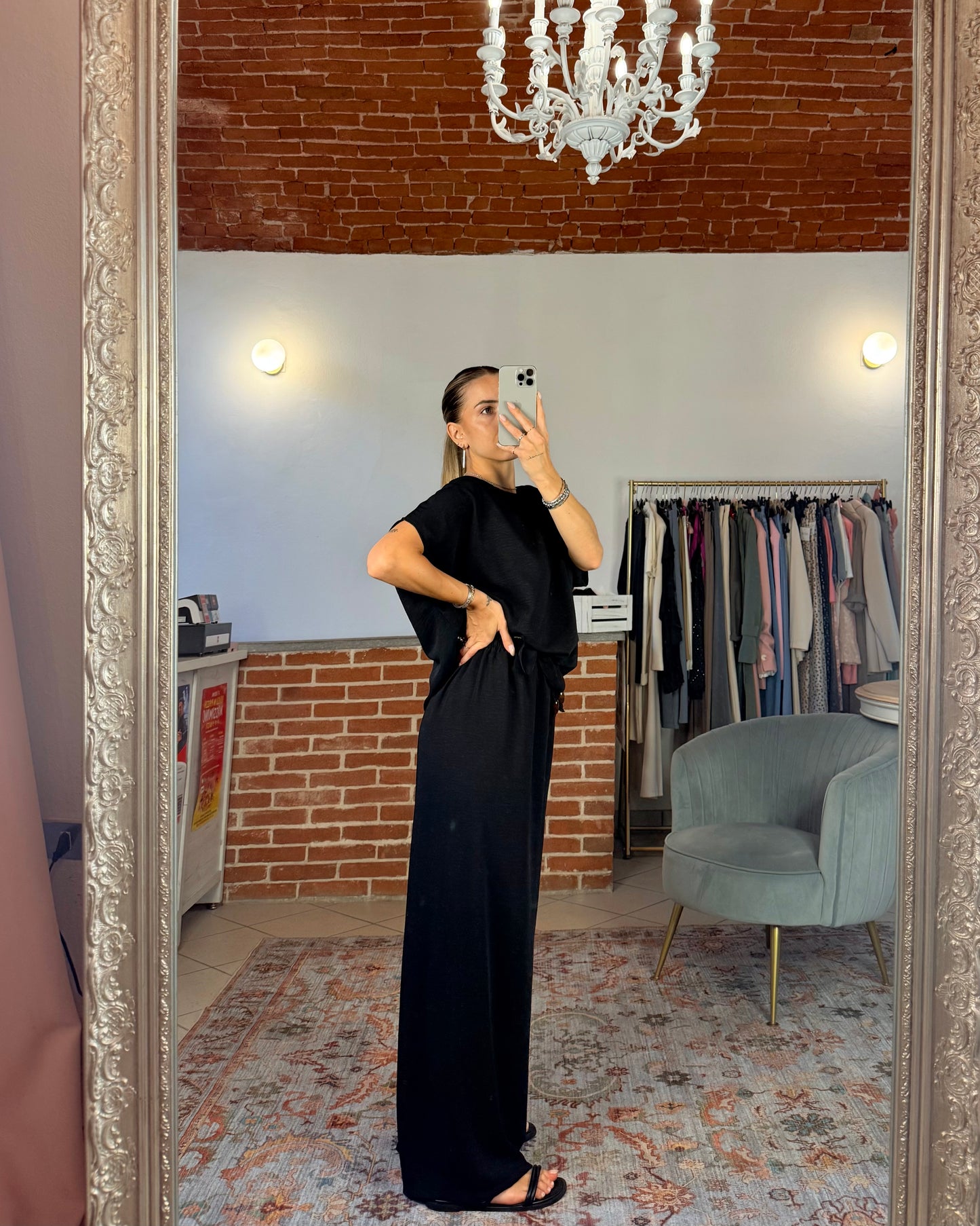 Pantalone con perline in legno