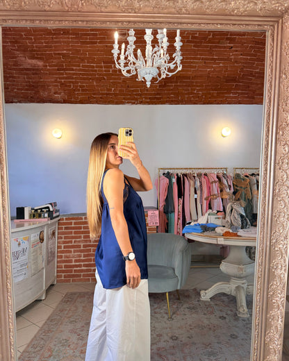 Canotta oversize in raso