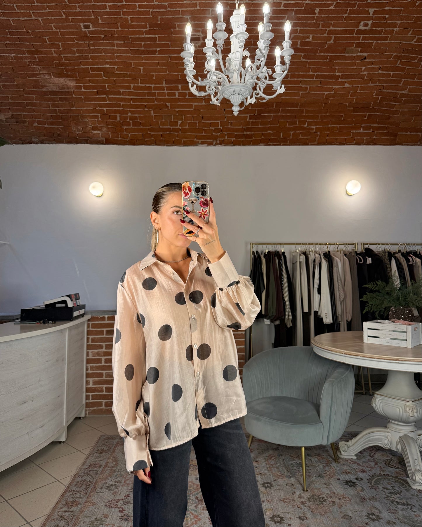 Camicia tencel a pois