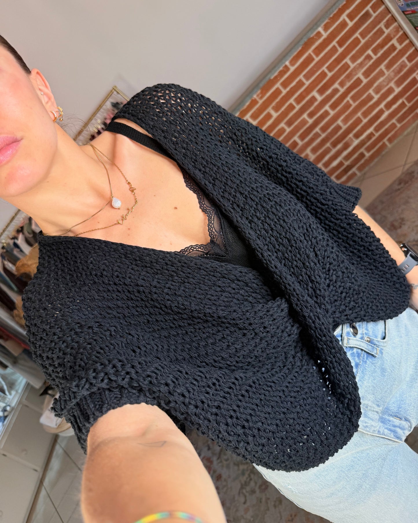 Maglia in cotone con torchon