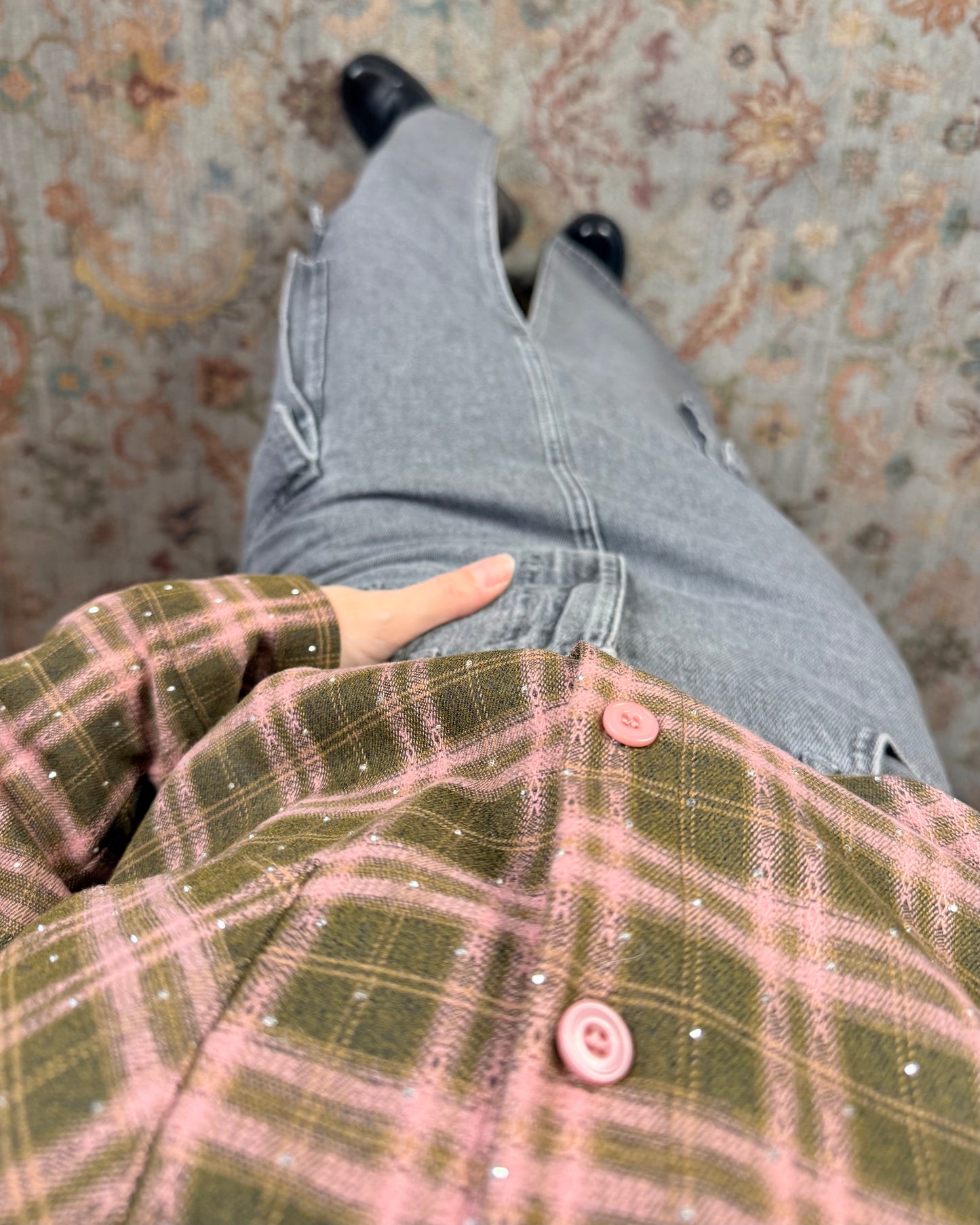 Camicia check flanella e strass