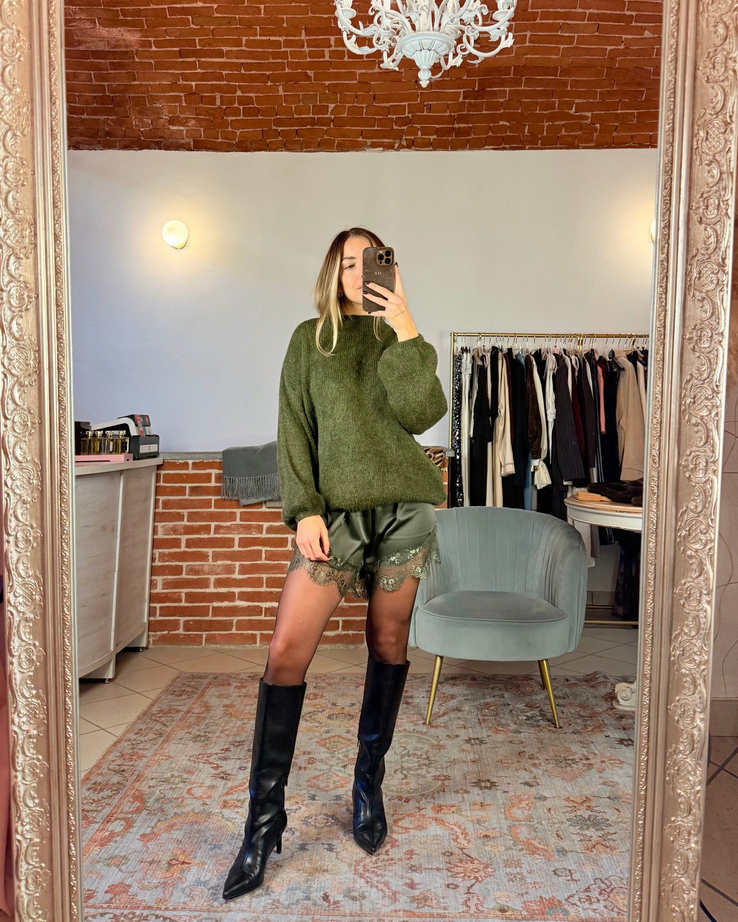 Satin and lace shorts