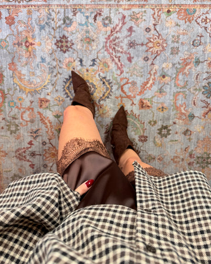 Shorts satin e pizzo