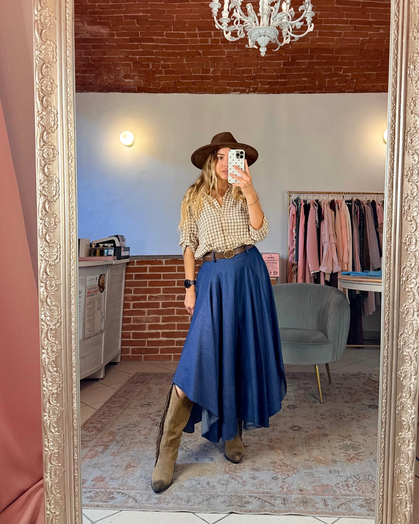 Gonna in denim leggero