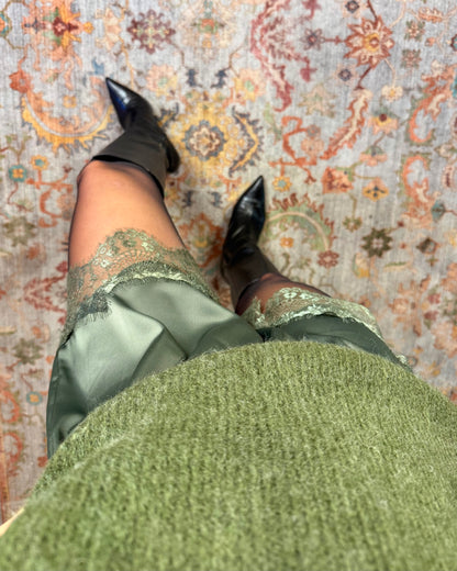 Satin and lace shorts