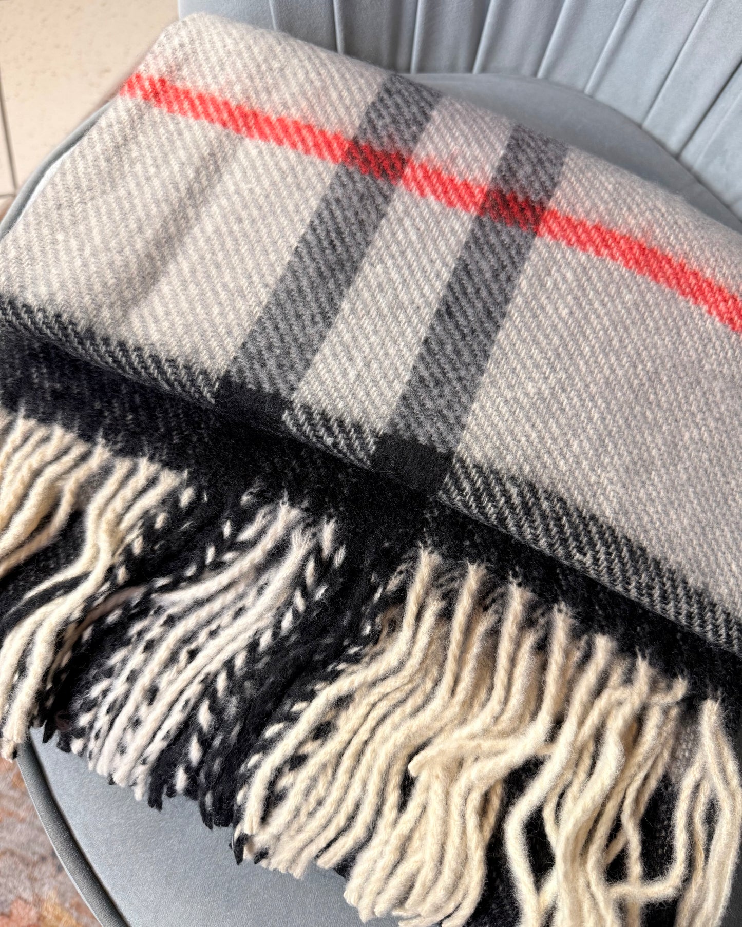 Écharpe à motifs tartan avec franges