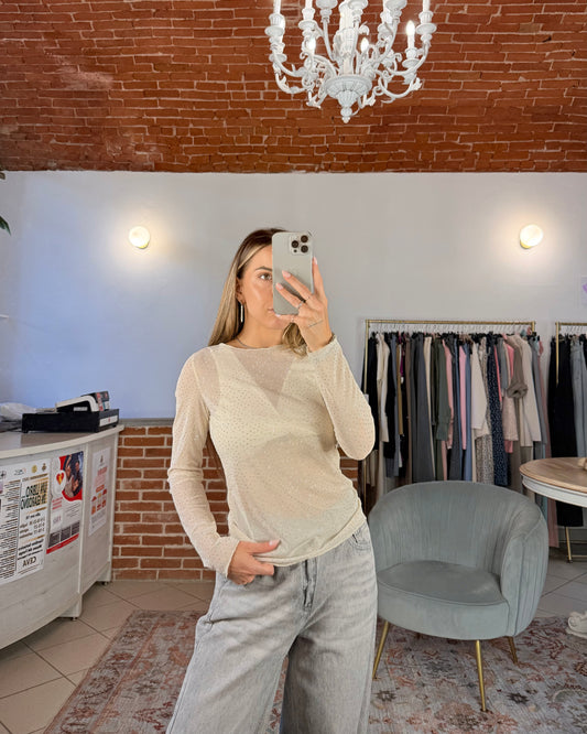 Maglietta tulle e strass