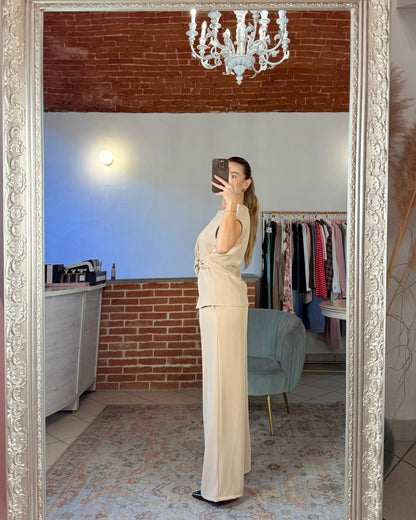Pantalone a palazzo in tessuto fluido