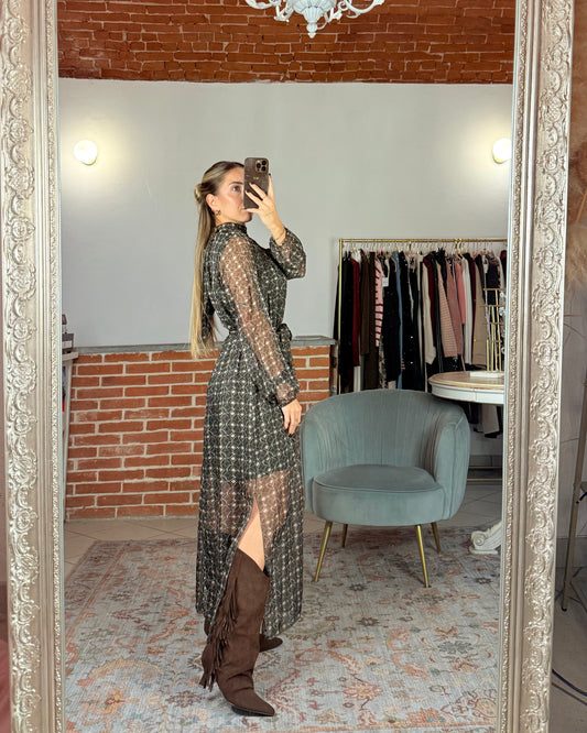 Robe transparente à motifs