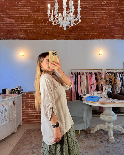 Camicia over in misto lino