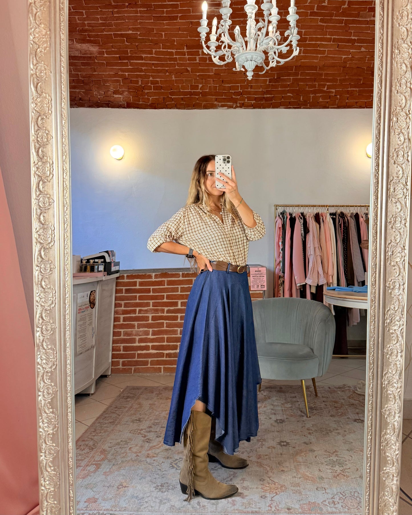 Gonna in denim leggero