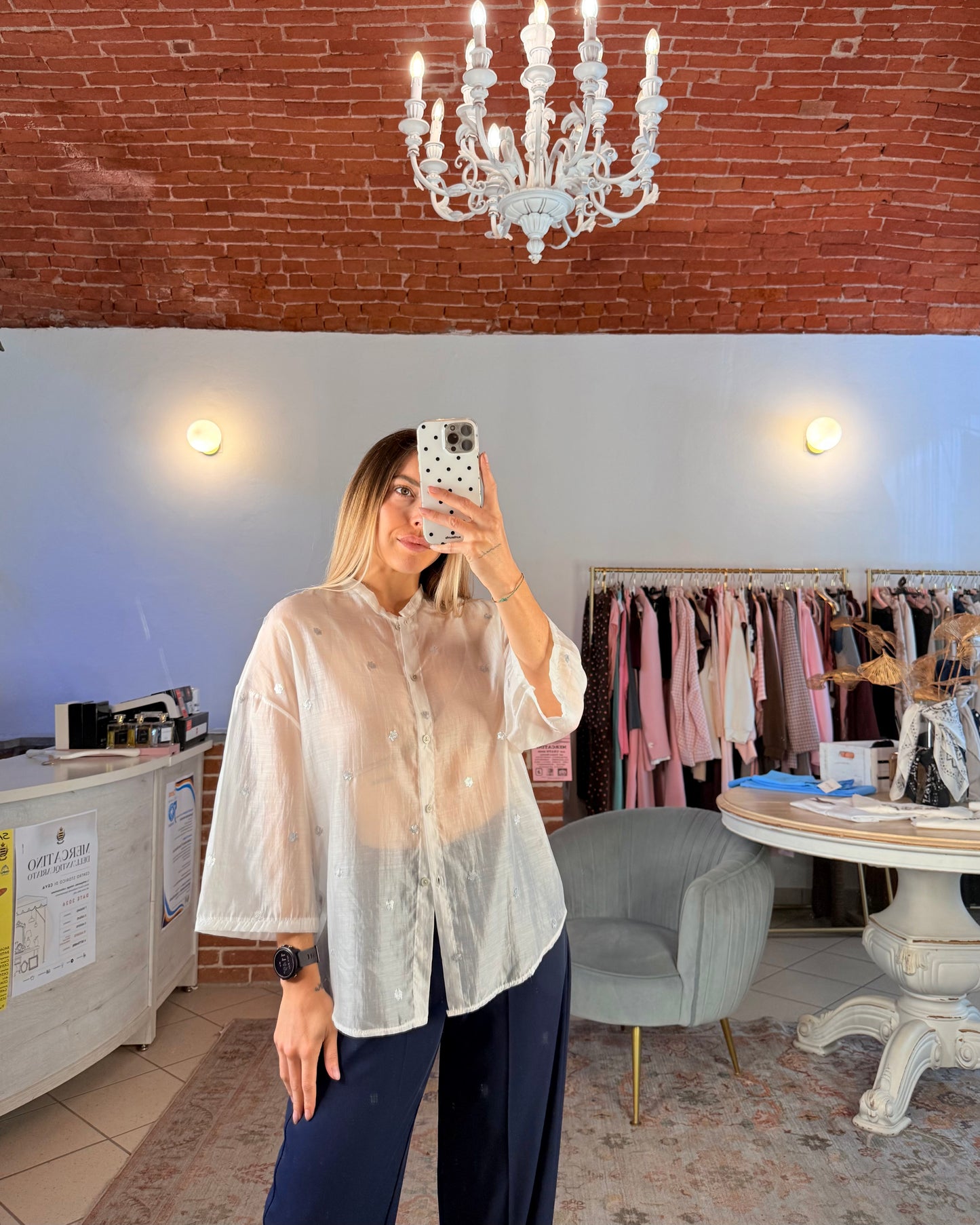 Camicia velata pois paillettes