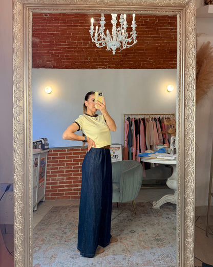 Jeans a palazzo con cintura