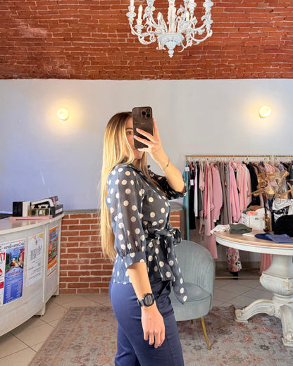 Blusa pois a portafoglio