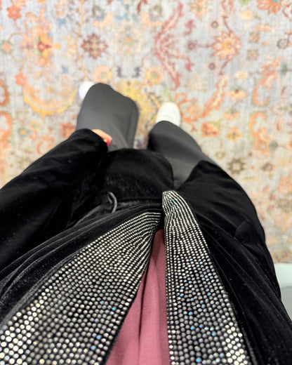 Blazer in velluto con colletto strass