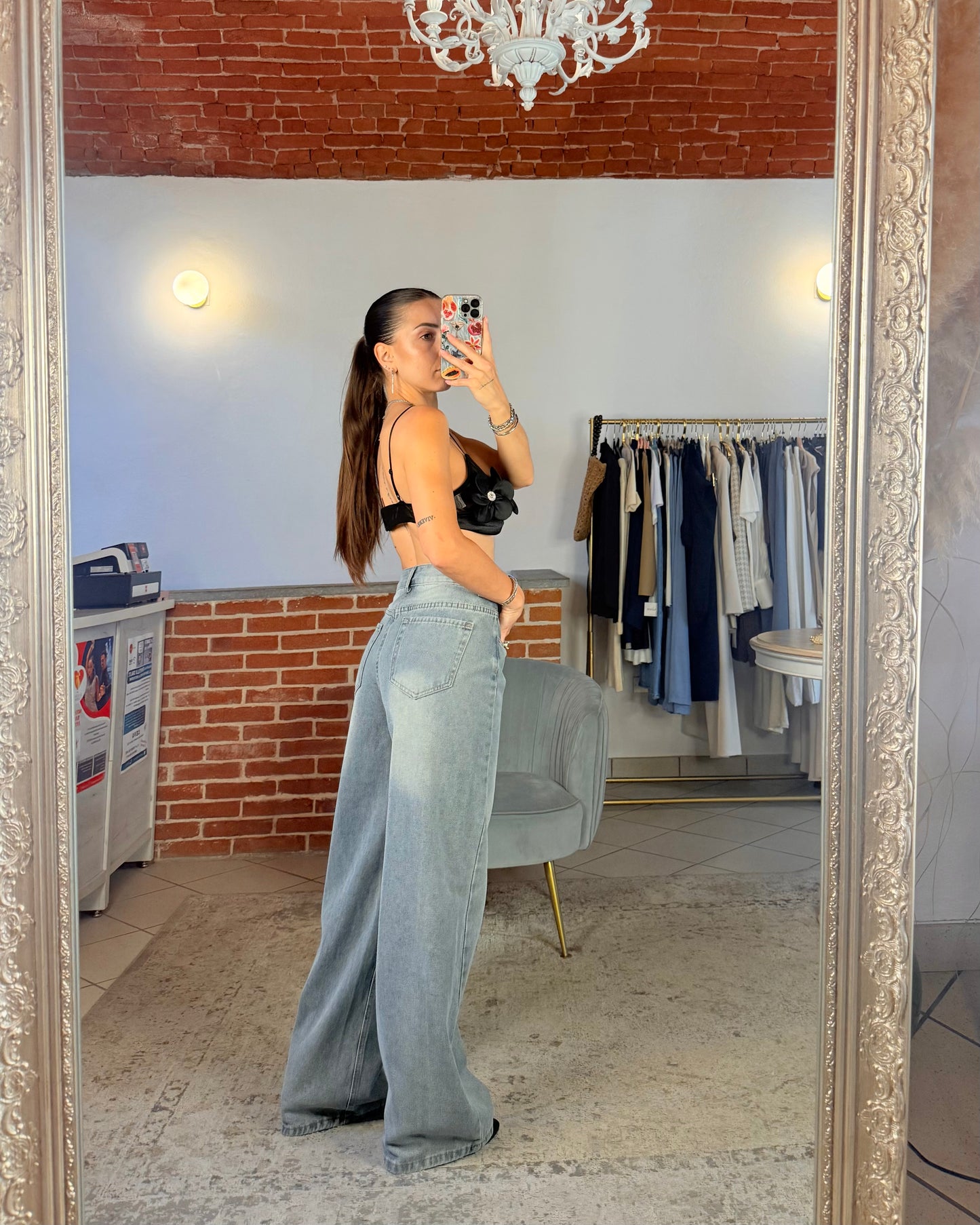 Jeans wide leg sfumato