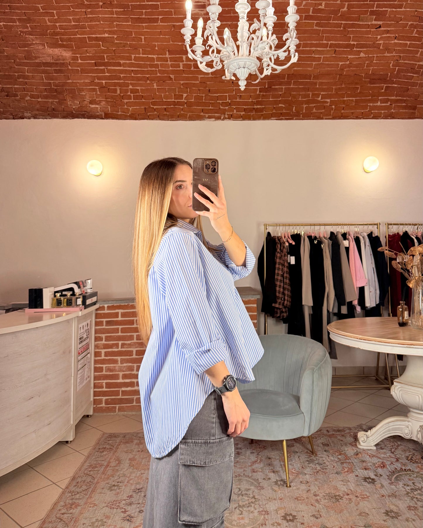 Camicia svasata a righe