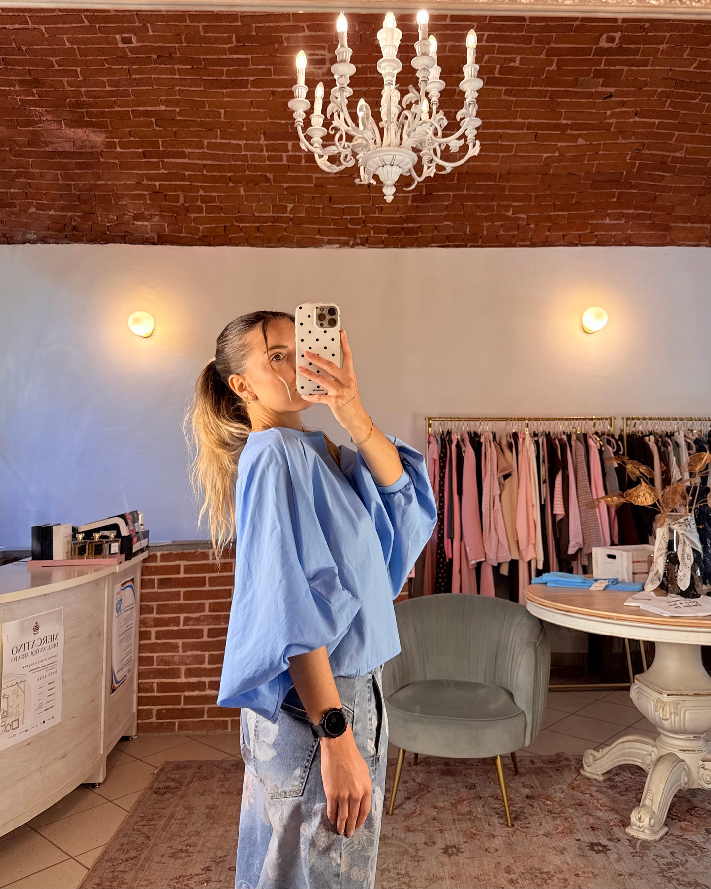 Camicia con maniche 3/4 a palloncino