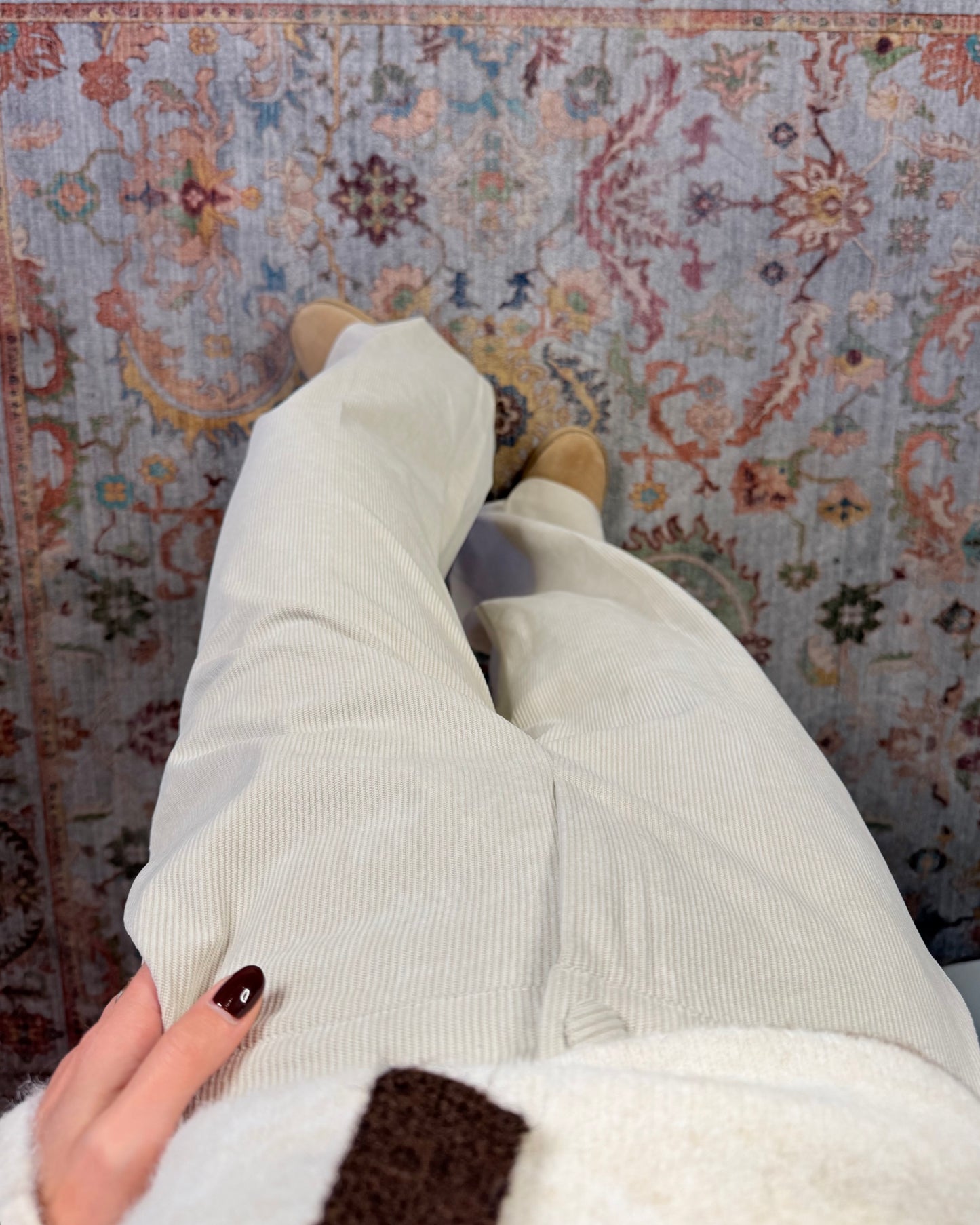 Palazzo trousers in striped velvet