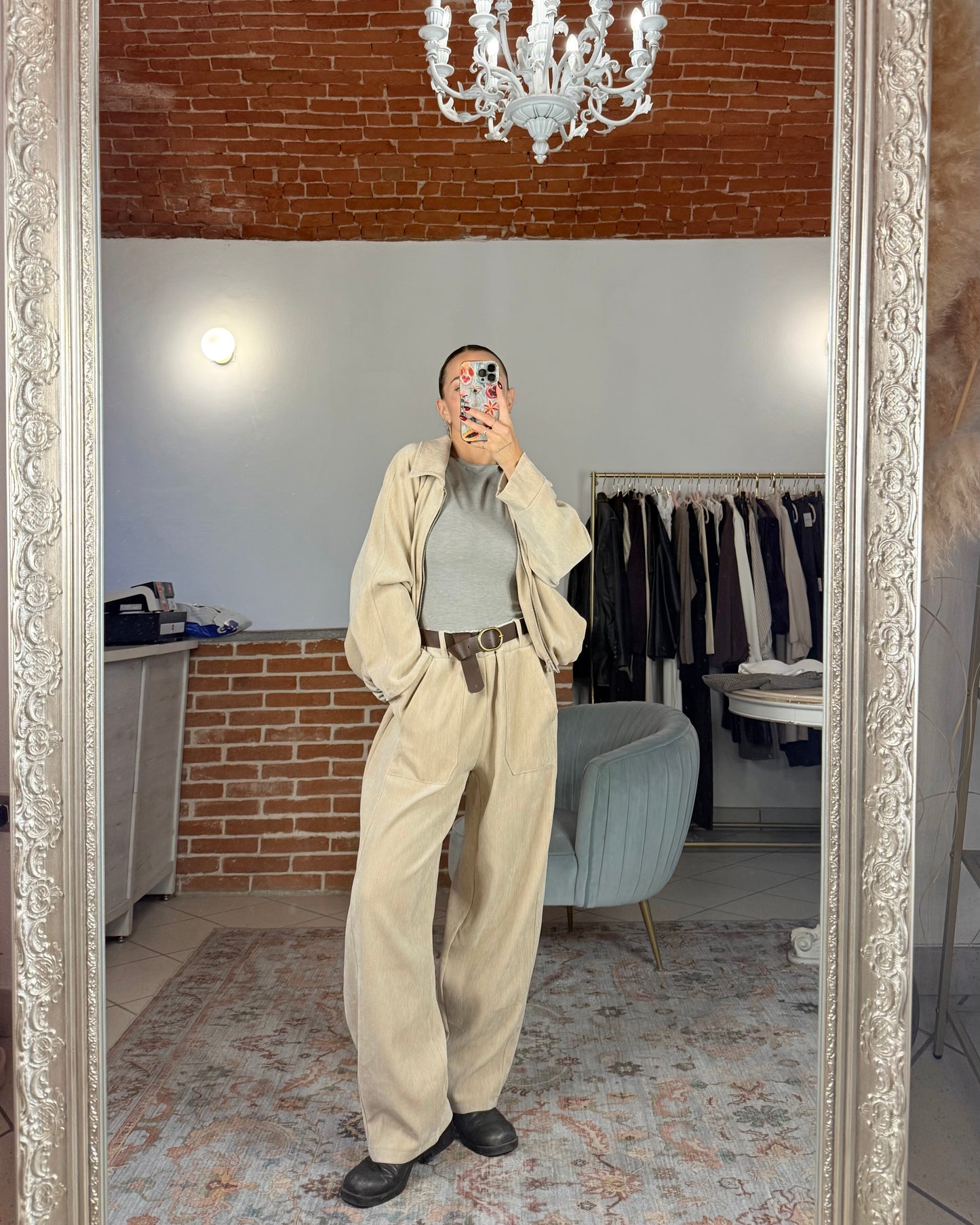 Pantalone baggy in velluto