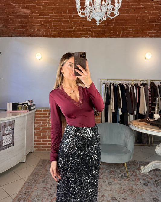 Body in lycra scollato a V